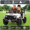 24V Ride on Toy for Big Kids, Adjustable Car Body, 2 Seater Ride on Car, 4WD 24v Electric Power Ride on Truck Toy with Remote Control, 3 Speeds, Built-in Music Player, White view 4