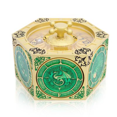 DND Spinning Dice Set, 8-in-1 Hexagonal Metal Dice with D20 Spinner, Unique Fantasy RPG Game Dice with Rotating Top, Perfect for Dungeons & Dragons, D&D DM Gift (Antique Gold)
