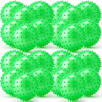 Jerify 24 Pieces Knobby Balls 4.72" Bouncy Spiky Sensory Ball Bulk Soft Inflatable Massage Stress Plastic Toy for School Party Play Outdoor Indoor (Green)