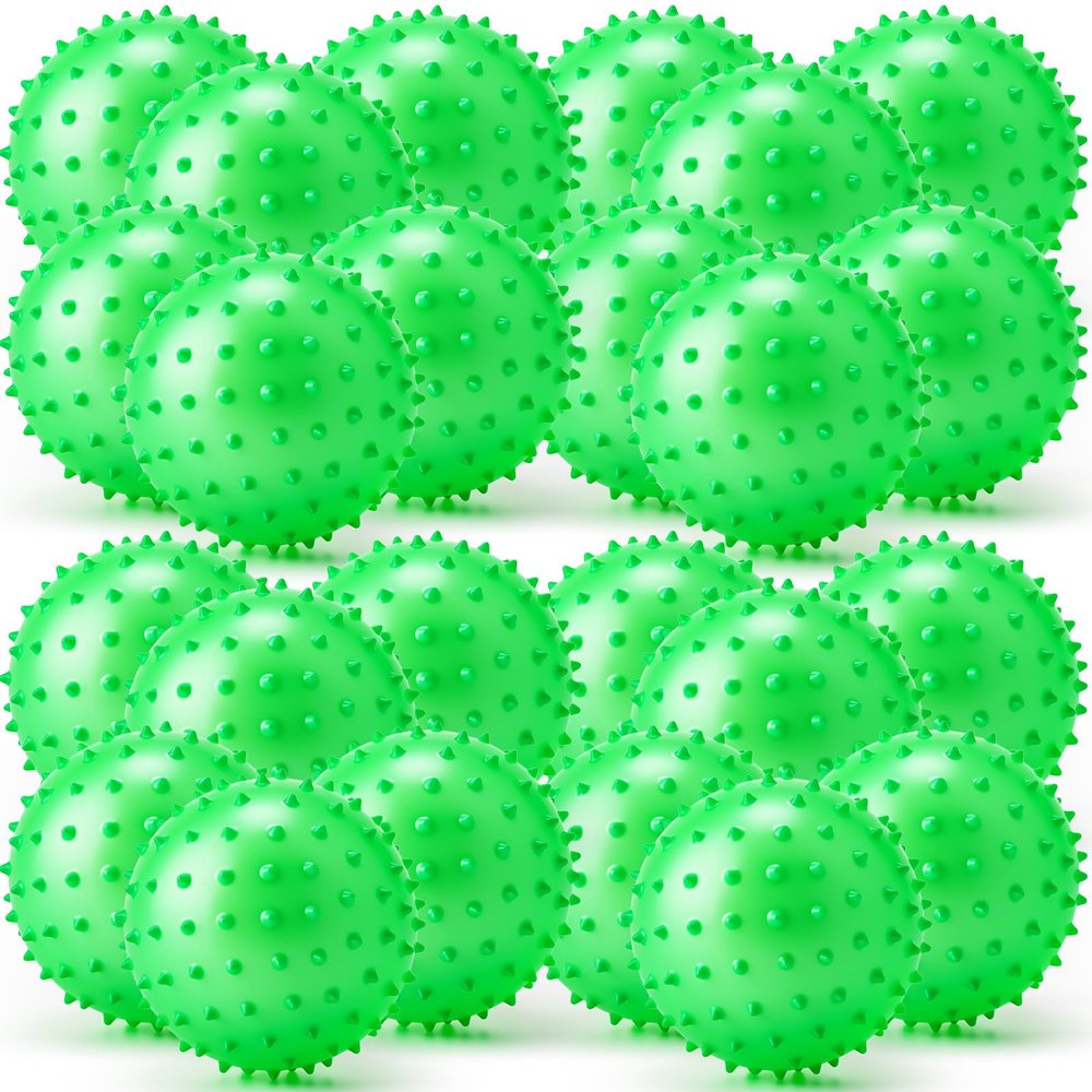 Jerify 24 Pieces Knobby Balls 4.72" Bouncy Spiky Sensory Ball Bulk Soft Inflatable Massage Stress Plastic Toy for School Party Play Outdoor Indoor (Green)