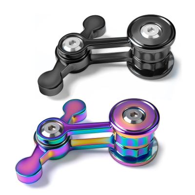 2PC Color+Black Fidget Spinner for Adults, Metal Silent Figette Office Desk Toy Quiet Cool Gadgets Gifts for Teen Boys Kid Anxiety Stress Relief Calm Down Sensory Autism Autistic ADHD