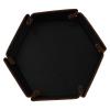 Abaodam Hexagon PU Leather Dice Storage Box Foldable Dice Tray for RPG Tabletop Games with Felt Lining Desktop Sundries Storage Case in Coffee view 1