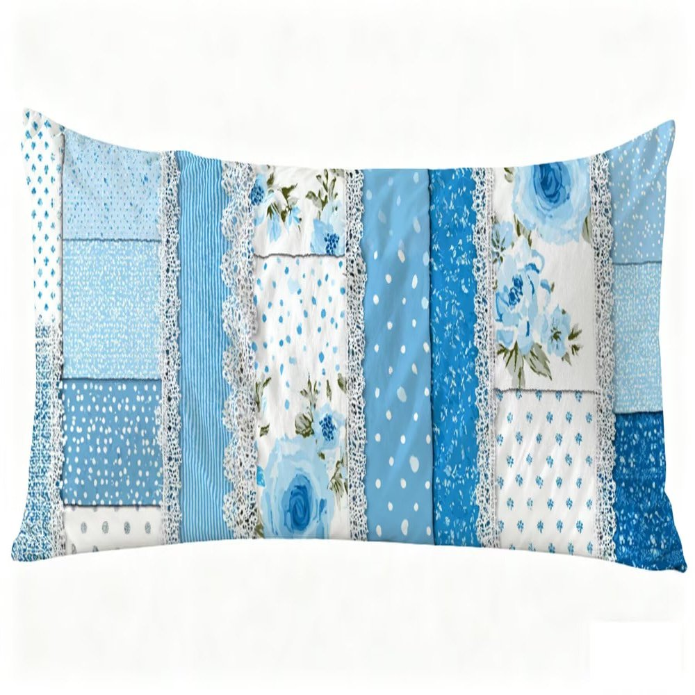 Long Body Pillow for Adults 20x59 Inch, Blue Bed Pillows Soft Support Retro Double Sided Print Linen Throw Pillows Covers, for Side Sleeping Pregnant Pillow with Zipper for Home Bed Room Decor J0-649