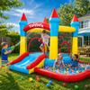 Bounce House for Kids 3-6, with Slide & Ball Pit & Hoop, 5-in-1 Small Indoor Outdoor Inflatable Bouncy Castle, Toddler Jump House for Backyard Family Home Birthday Party, Includes 370W Blower view 4