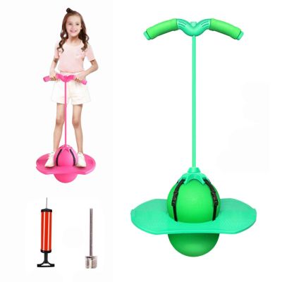 Balance Jumping Ball, Balance Jump Ball, Jump Balance Ball, Pogo Jumper with Handle and Ball Pump, High Jump Toy Bounce Jump Trick Board Pogo Bouncing Ball, Safe and Fun (Green)