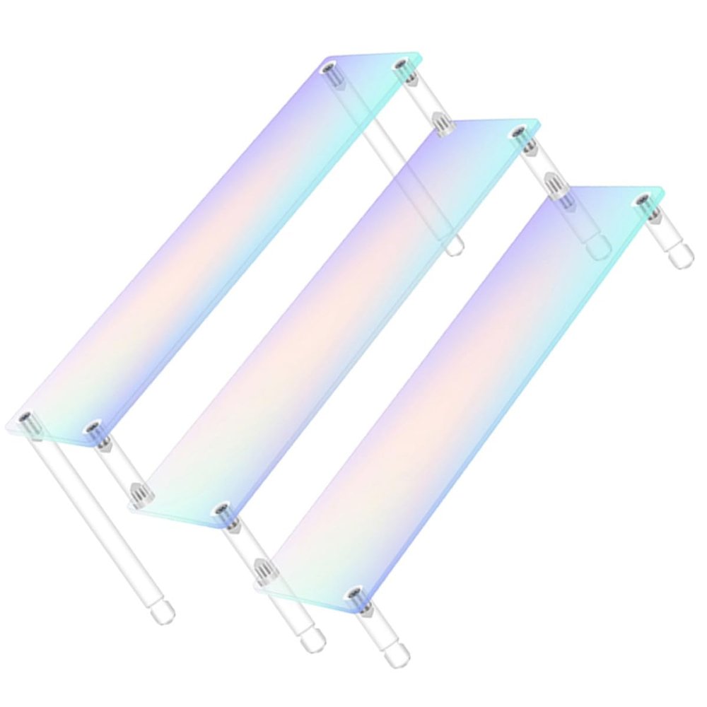 SUPVOX Acrylic Display Stand 3-Tier Multipurpose Display Rack for Collectible Figures Models with Iridescent Design 30Cm for Collectors and Desktop Organization