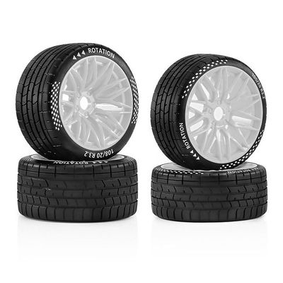 2PCS Big + 2PCS Small Rubber RC Wheel Tire Tyre Hex Hub 17mm RC Replacement Parts for ARRMA 1/7 Felony FSR GT RC Car (White)