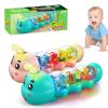 Caterpillar Design Tummy Time Toy, New Crawling Caterpillar Interactive Toy with Light & Music Musical Light Up, Moving Caterpillar Baby Toy, Push and Pull Toys Birthday Gifts for Kids (2pcs) view 1