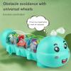 Caterpillar Design Tummy Time Toy, New Crawling Caterpillar Interactive Toy with Light & Music Musical Light Up, Moving Caterpillar Baby Toy, Push and Pull Toys Birthday Gifts for Kids (2pcs) view 3