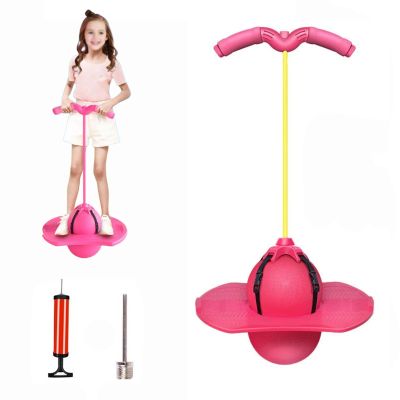 Balance Jumping Ball, Balance Jump Ball, Jump Balance Ball, Pogo Jumper with Handle and Ball Pump, High Jump Toy Bounce Jump Trick Board Pogo Bouncing Ball, Safe and Fun (Pink)