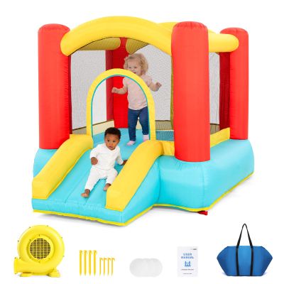 Bounce House for Toddlers, Indoor Inflatable Castle with Slide & Mesh Walls, Small Bouncy House for Ages 3-4, Soft Play Area for Playroom & Apartment, Includes Blower