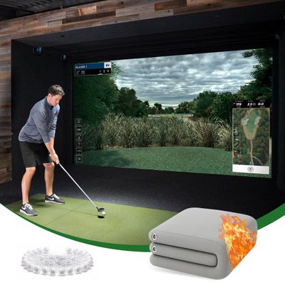 Aerixtron Gray Fireproof Golf Simulator Impact Screen, 3D Air Mesh Impact Screen for Golfs Training Indoor/Outdoor, HD Golf Hitting Screens for Home Practice with Grommet Holes & Bungee Cords