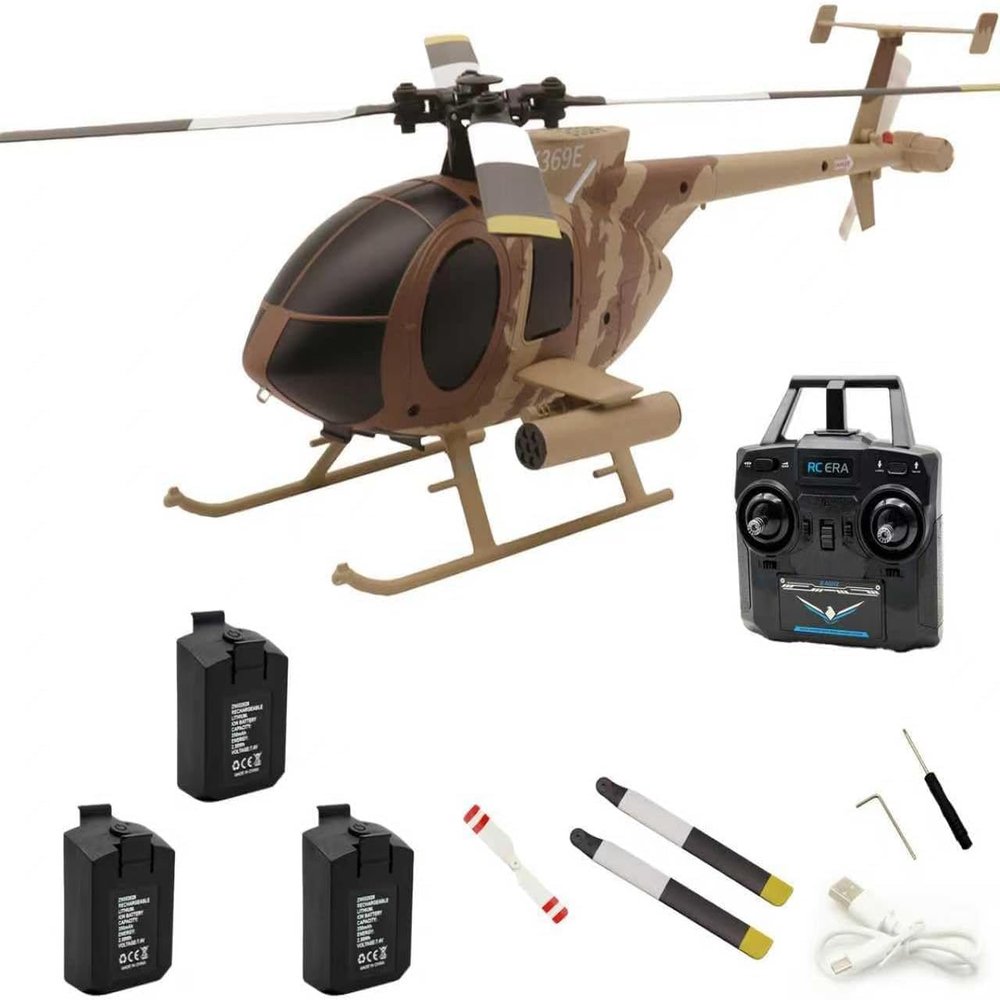 Actualia RC-ERA C184 MD500 RC Helicopter, 4CH Single-Propeller Flybarless Optical Flow Gyro Stabilized Remote Control Helicopter, RC Aircraft Model Toys for Adult