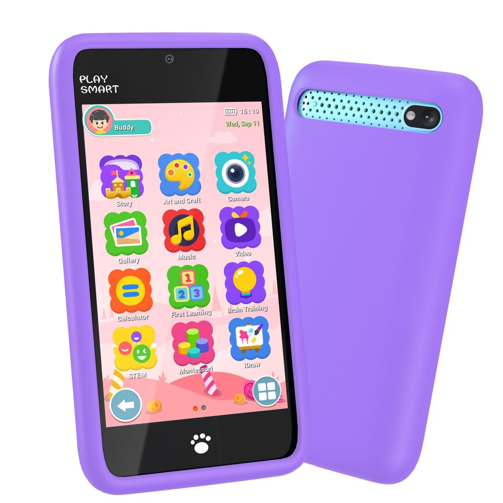 MOMILLA Kids Toys Smart Phone for Girls, 3.97 Touchscreen Dual Cameras with 45+ Stickers, 220+ Games & 16GB Storage, Birthday Gifts for Kids Age 3-10, Educational Mini Toddler Play Phone Toy