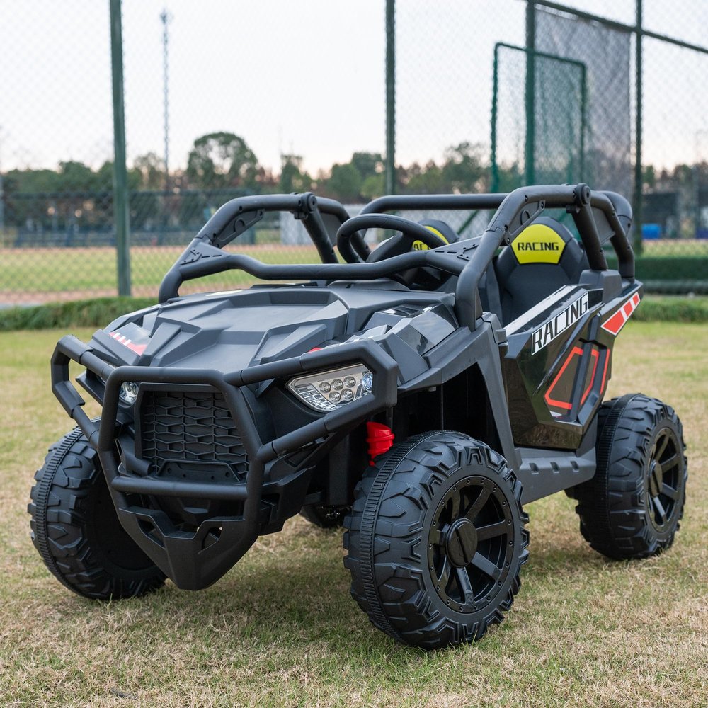 24V 2 Seater Ride On UTV, Kids Electric Buggy with Remote Control, 20" Wide Seat, 4-Wheel Suspension, Bluetooth/LED, Off Road Truck for Boys Girls, Black
