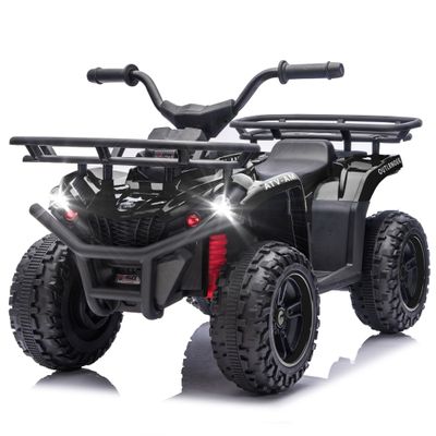 24V Kids Electric ATV with Dual 80W Motors & Safety Crash Bars, Off-Road Ride On Vehicle for Ages 3-5, Anti-Slip Tires, LED Lights & Bluetooth (Black)