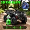 24V Kids Electric ATV with Dual 80W Motors & Safety Crash Bars, Off-Road Ride On Vehicle for Ages 3-5, Anti-Slip Tires, LED Lights & Bluetooth (Black) view 2