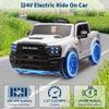 24V Ride on Truck for Big Kids, 2 Seater Kids Ride on Truck Car w/Remote Control, Toddler Electric Car w/LED Lights, Bluetooth, Spacious Truck Bed, 3 Speed, Suspension, White view 3