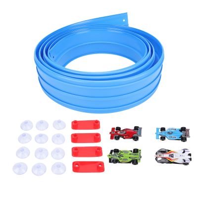 Fockety Flex Tracks for Kids, Portable Long Rolls Up Flexible Race Track with 4 Cars & 12 Suction Cups, Flexible Race Car Ramp, DIY Racetrack Toy for Boys Girls Ages 3+, Birthday