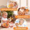 Baby Soft Squeak Teether Toy 0-12 Months - BPA-Free Plush Sensory Toy with Gentle Squeaker, Safe Hand Grip & Teething Relief for Newborns, Portable Baby Shower Gift (Orange Giraffe) view 2