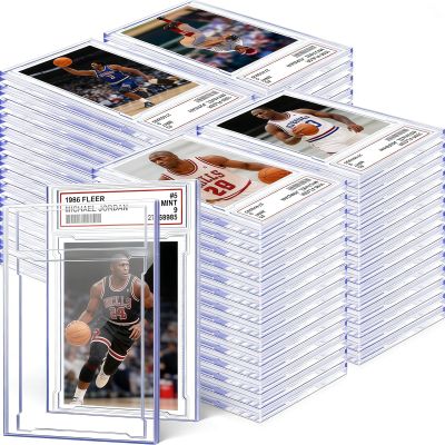 100 Pack Acrylic Card Case Holder Protectors for Graded Slab & Trading Cards - Magnetic Sports Card Protectors with Label Position for Baseball, Game, Standard Collectible Cards