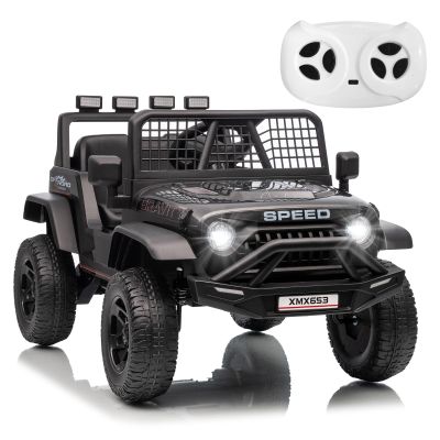 12V Kids Electric Ride on Truck Car w/Parent Remote Control, 3 Speeds 5MPH Max Speed, Spring Suspension, LED Lights, Music, Salfty Belts Kids Electric Ride on Car As a Gift