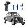 1:16 Retro RC Car D62MINI, Classic Beetle-Style Remote Control Vehicle with LED Lights, Smooth Driving & 30 Min Playtime for Adult Hobbyists Black-2 Batteries view 1