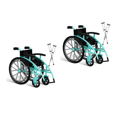 Kisangel 2 Sets Doll Wheelchair and Crutches Playset, Miniature Wheelchair Crutch Models for Dollhouse 6 Inch Dolls Collectibles Decor