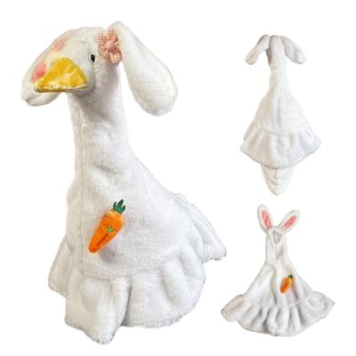 Fauitay Easter Bunny Outfit for Goose,Lawn Goose Clothing Plush Cute Long Ear Easter Bunny Outfit for White Rosy