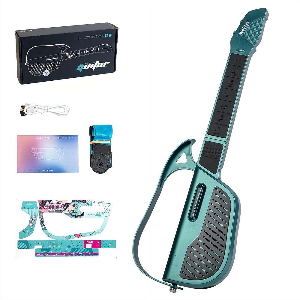 BEATIZ Kids Electric Musical Guitar, Stringless Smart Guitar, Foldable Electric Guitar with Strap, Musical Instrument Gifts for Boy and Girl 3+