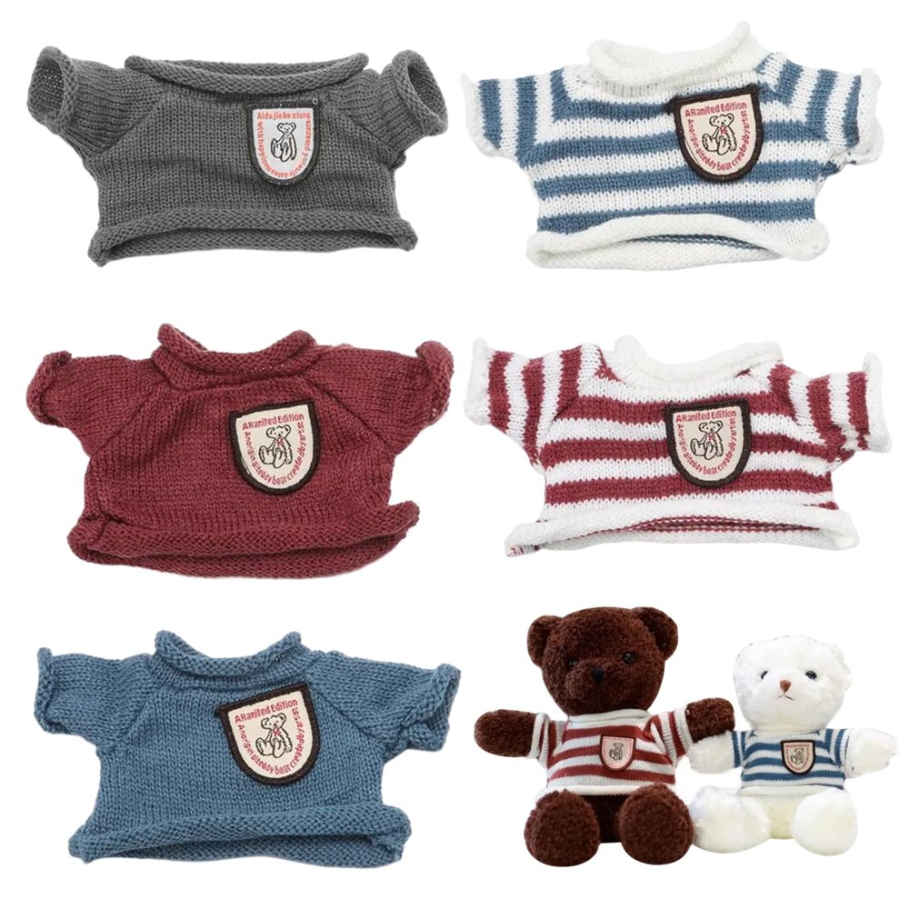 5Pcs Teddy Bear Clothes Set, Bear Sweater Outfits Fit 6-8 Inch Plush Stuffed Animals, Cute DIY Dressing Clothes for Toys, Stuffed Animal