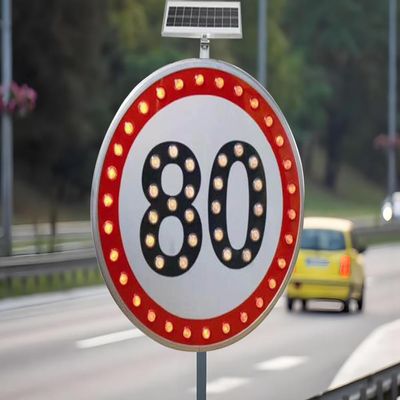 24" LED Flashing Solar Powered Speed Limit 20/30/40/50/60/80 Sign Sign in Traffic Road Highway (80)