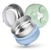 HaWare Baby Bowls with Suction, Stainless Steel Toddler Bowl with Removable Silicone Sleeve, Non-Slip Child Food Bowl with Silicone Suction, Unbreakable Kids Bowls for Feeding, Blue+Green+Grey, 3 Pack view 1