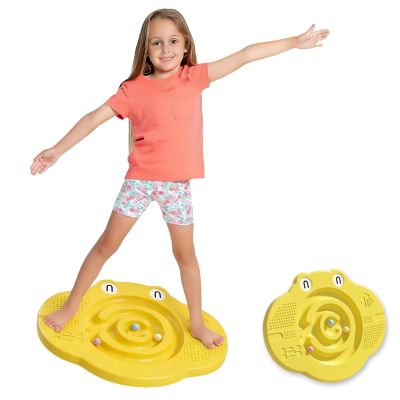 XZRWDC Maze Balance Board for Kids, Autism Sensory Wobble Board with 3 Balls, Non-Slip Plastic Rocker Seesaw for Core Strength Training, Leg Workout, Physical Therapy, Fitness, Skateboarding,Yellow