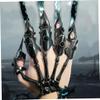 Cndiyald Skeleton Hand Bracelet with 5 Movable Rings, Gothic Punk Jewelry for Halloween Cosplay & Parties, Black view 4