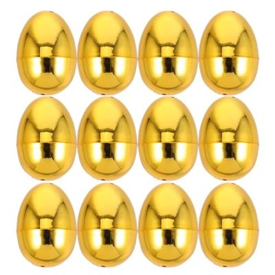 DECHOUS 12Pcs Golden Easter Eggs Fillable Easter Baskets Stuffers Plastic Eggs for Hunt Game, Spring Festive Party Favor, Classroom Prizes, 2.4 Inch