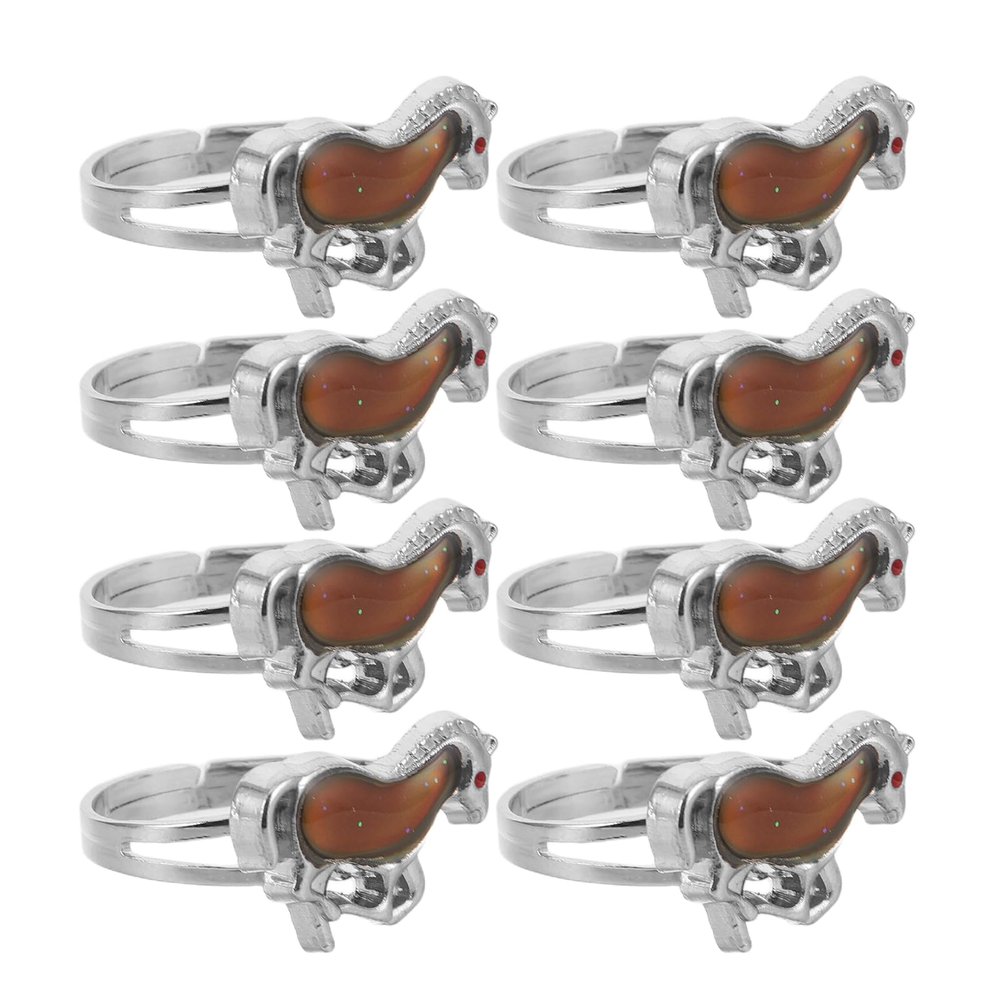 LOGOFUN 8pcs Cute Horse Color Changing Mood Rings Adjustable Animal Costume Jewelry for Party Supplies