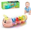 Caterpillar Design Tummy Time Toy, New Crawling Caterpillar Interactive Toy with Light & Music Musical Light Up, Moving Caterpillar Baby Toy, Push and Pull Toys Birthday Gifts for Kids (Pink) view 1