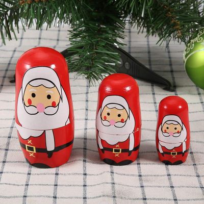 Rengue Christmas Nesting Dolls, Matryoshka Set, 5 Pieces, Santa Claus and Snowman Design, Holiday Home Decoration Christmas Nesting Dolls, Handpainted Wooden Nan Home Decoration (Trumpet Old Man)