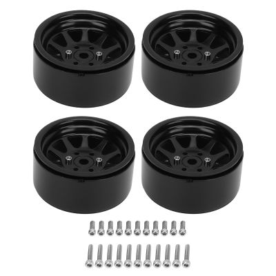 4PCS RC Wheel Rim Set, Zinc Alloy Steel Universal 1.9 Inch 10 Rims, RC Crawler Car Wheel Hub for Axial SCX10 II III, High Performance Durable Metal Wheel Rim with Enhanced Stabilit (Black)