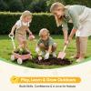 Grenebo Kids Gardening Set with Wheelbarrow, 11-Piece Outdoor Yard, Beach, STEM Garden Play Kit with Child-Sized Tools, Durable, Safe & Fun Gift Toy for Ages 2+ Kids Toddlers Boys Girls (Pink) view 2