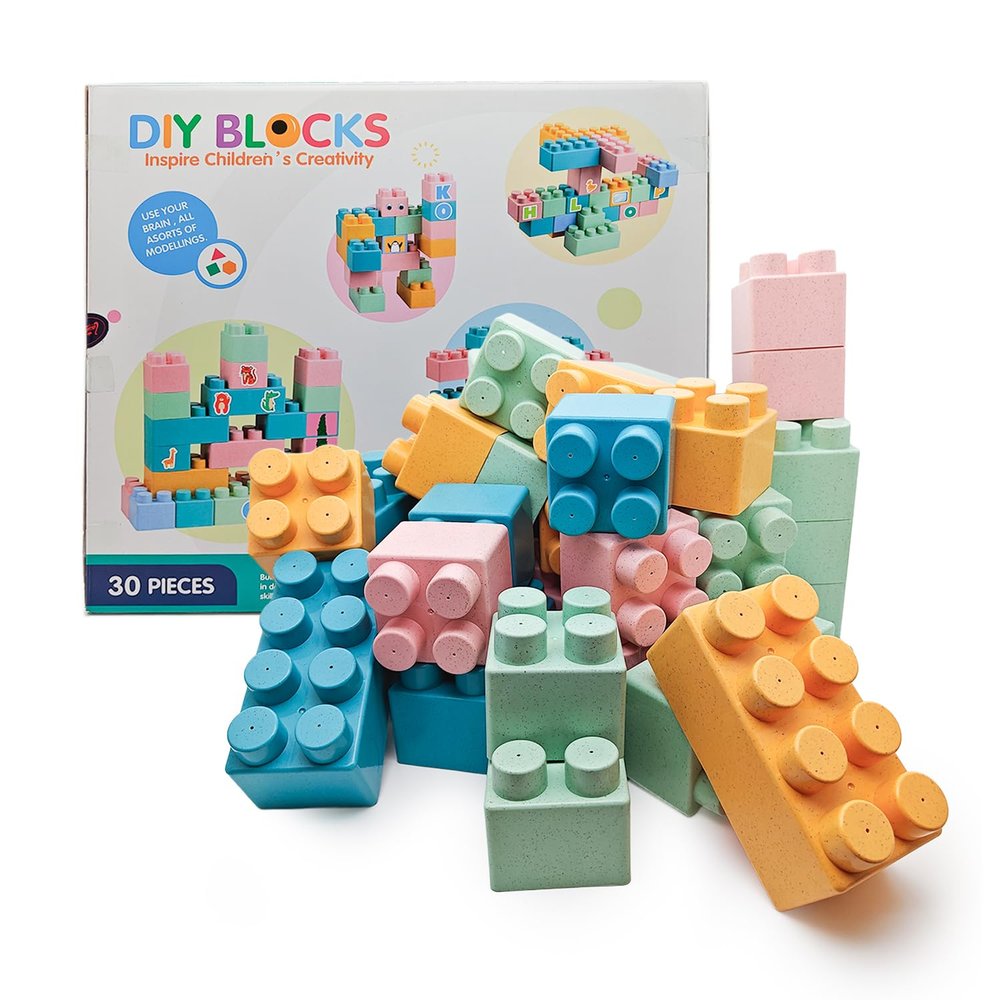 30-Piece Building Blocks - 5 Color Large Blocks, Non-Toxic & Chew-Safe - Early Educational Toys for Toddlers, Construction Play STEM Learning Gift