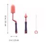 WEKAMOS Silicone Bottle Cleaning Brush Set with Long Handle, Nipple and Straw Scrubber, Pink, Feeding Bottle Cleaner Tools for Newborn Care view 2