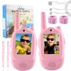 Video Walkie Talkies for Kids 2 Pack 1600 ft Range Rechargeable Real-Time Video Voice Changer Walkie Talkies for Girls with Watch Straps, Perfect for Backyard Play Gifts for Boys Girls Ages 3-12 Pink view 1