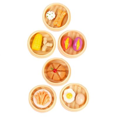 CIYODO 6Pcs Miniature Steamed Food Models Play Food for , Resin Mini Steamer Set for Dollhouse Kitchen Decor and Pretend Play