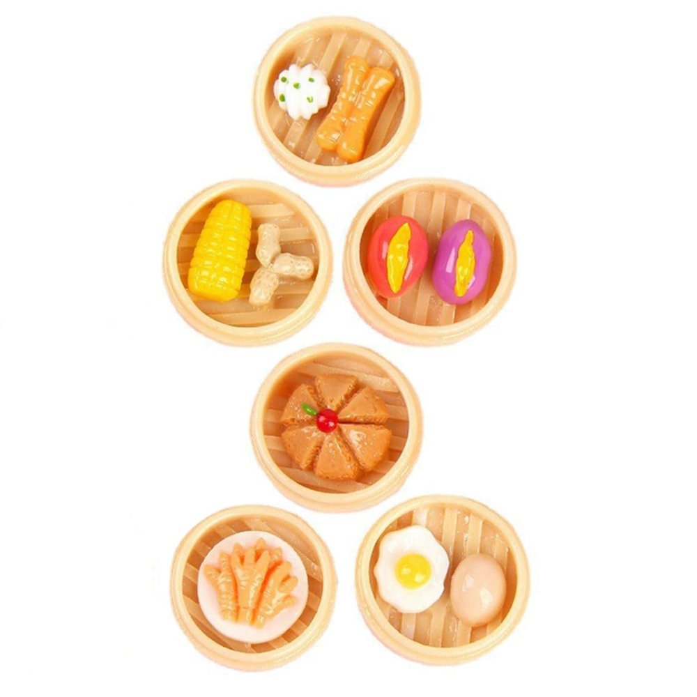 CIYODO 6Pcs Miniature Steamed Food Models Play Food for , Resin Mini Steamer Set for Dollhouse Kitchen Decor and Pretend Play