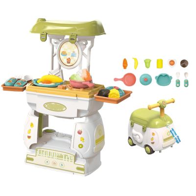2-in-1 Kitchen Playset with Diagonal Trolley Design - Educational Toy and Role Play Gift