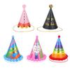 Beaupretty 5Pcs Birthday Party Hats Cone Caps for and Adults Rainbow Pom Pom Design Versatile Birthday Headdress Party Photo Props Random Style view 1