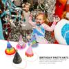 Beaupretty 5Pcs Birthday Party Hats Cone Caps for and Adults Rainbow Pom Pom Design Versatile Birthday Headdress Party Photo Props Random Style view 4
