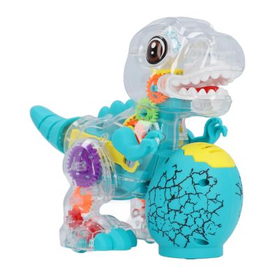 Bnineteenteam Electric Dinosaur Toy, Transparent Gears with Music Lights, Walking Swinging Dinosaur Toy for Children